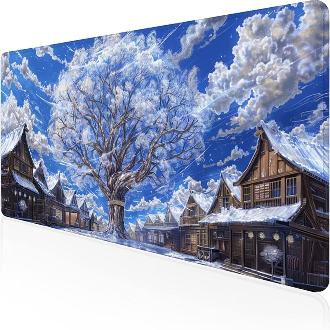 Excel Shortcut-Tasten-Mauspad - erweitertes großes 1200 x 600mm XL-Spickzettel-Gaming-Mauspad | PC-Büro-Tabellenkalkulation-Tastaturmatte | rutschfeste genähte Kante Weiß Kleine Stadt