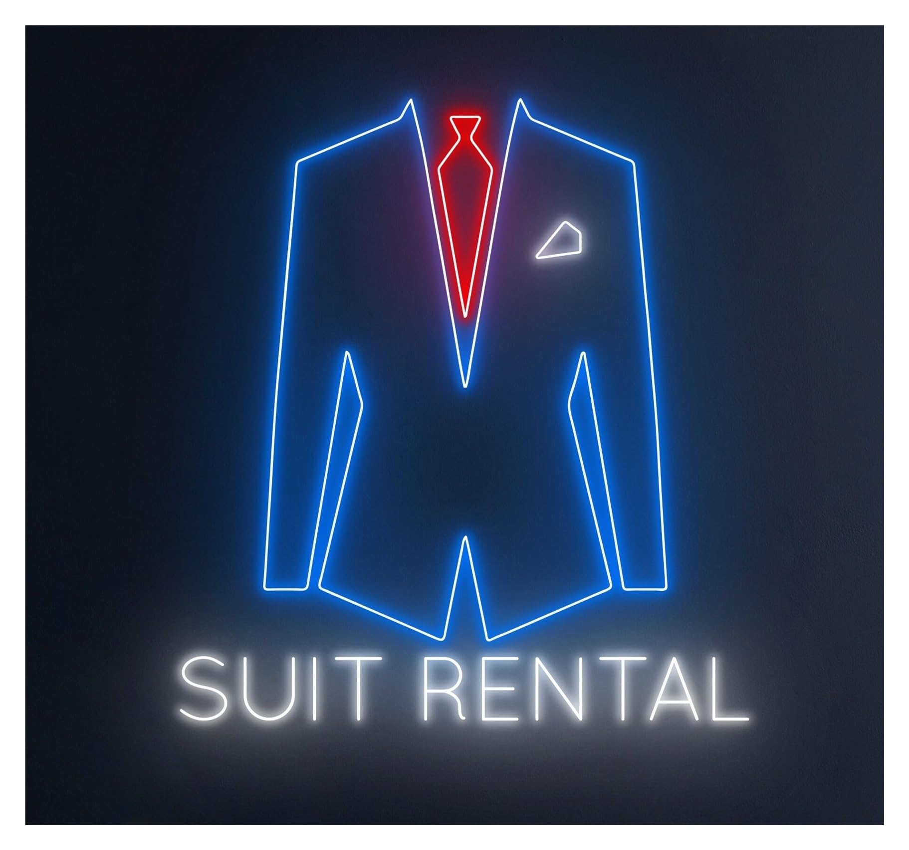 RONGCH Hanging Art Neon Signs Suit Rental Neon Sign Men's Vest Clothing Store Fashion Shop Room Wall Art Decor 55cm