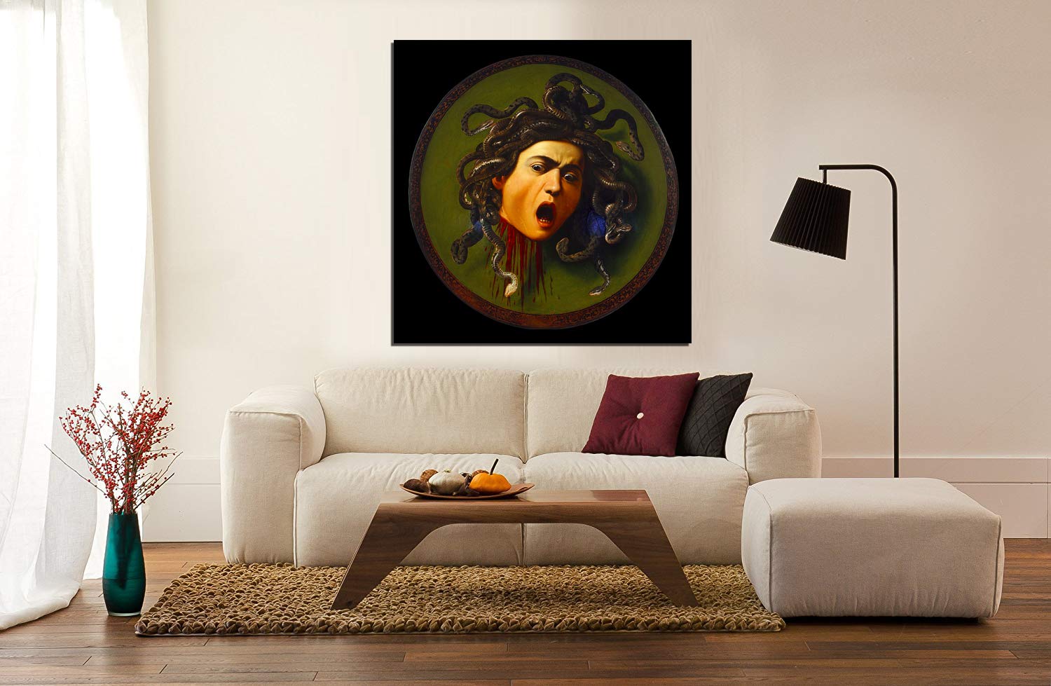 Grafic Quadro Scudo con testa di Medusa - Caravaggio - stampa su tela canvas con o senza telaio (QUADRO CON TELAIO IN LEGNO, CM 49X50)