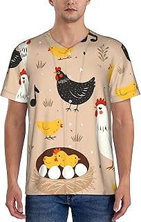 Chicken Pattern Baseball Jersey for Men V Neck Sports Uniforms Casual Button Shirt
