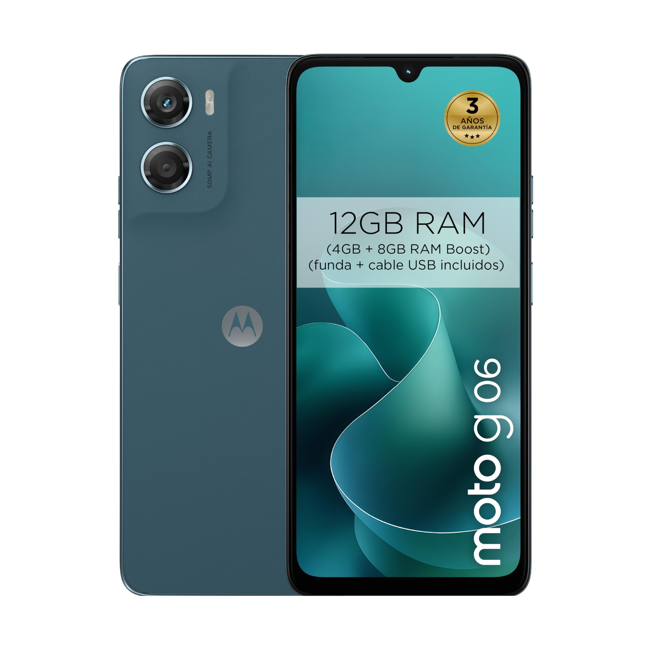 Moto G06 12 Go (4 Go + 8 Go RAM Boost)/64 Go Couleur Pantone Tapestry, Grand écran 6,88" avec Son Dolby Atmos, système de caméra avec IA de 50 MP, Protection Contre l'eau IP64, Batterie de 5100 mAh