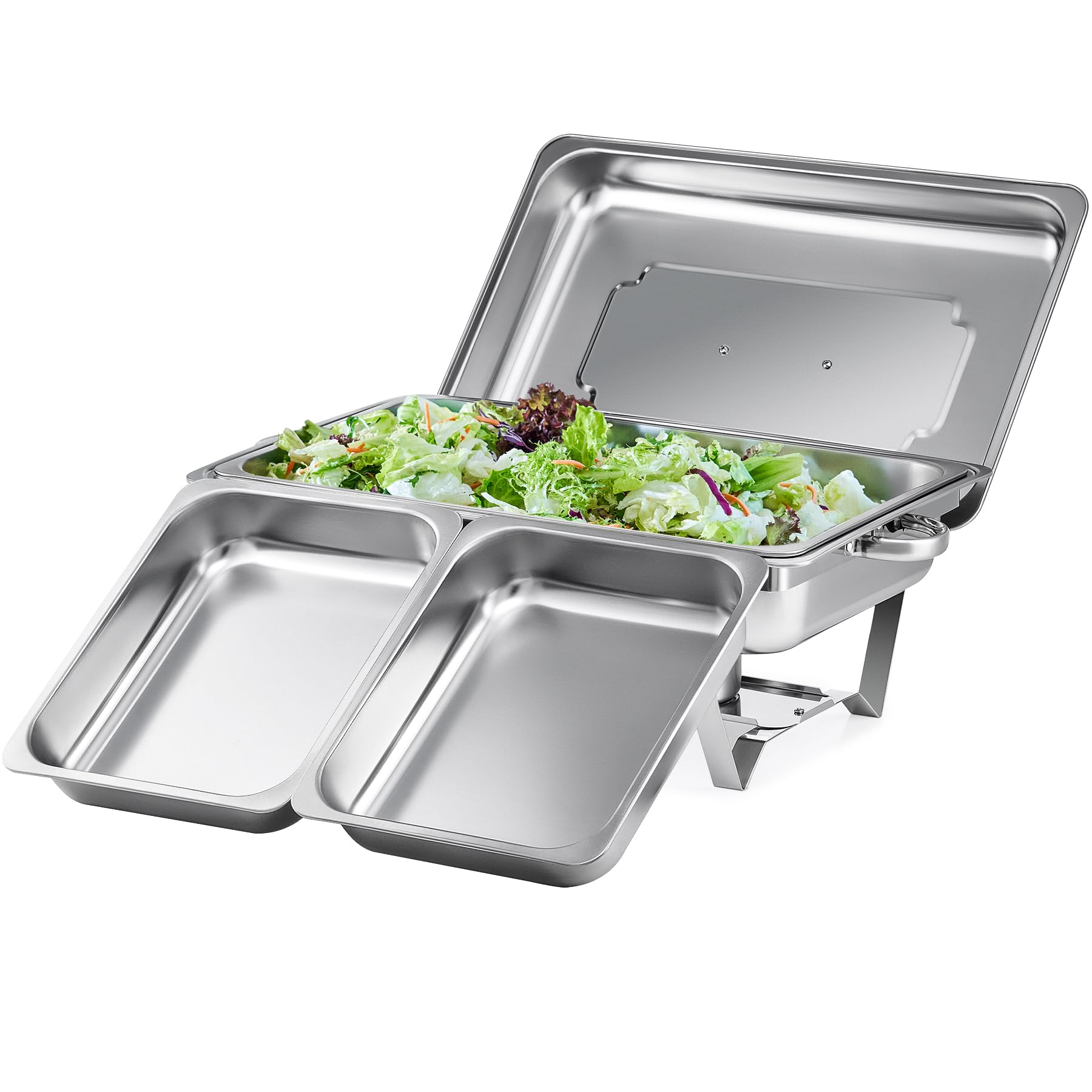 Wilprep Chafing dish rond 5 liter, Buffet set van 2, RVS voedselwarmer