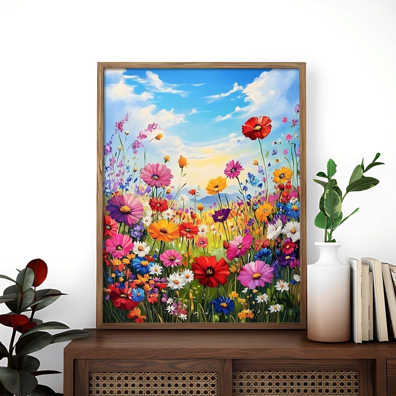 Alptiny Wild Flowers Paint by Numbers Kit for Adults Beginner, Colorful Floral Landscape Paint by Number Kits on Canvas, DIY Flower Oil Painting Kit for Relaxation & Home Decor, 16x20 Inch image 3