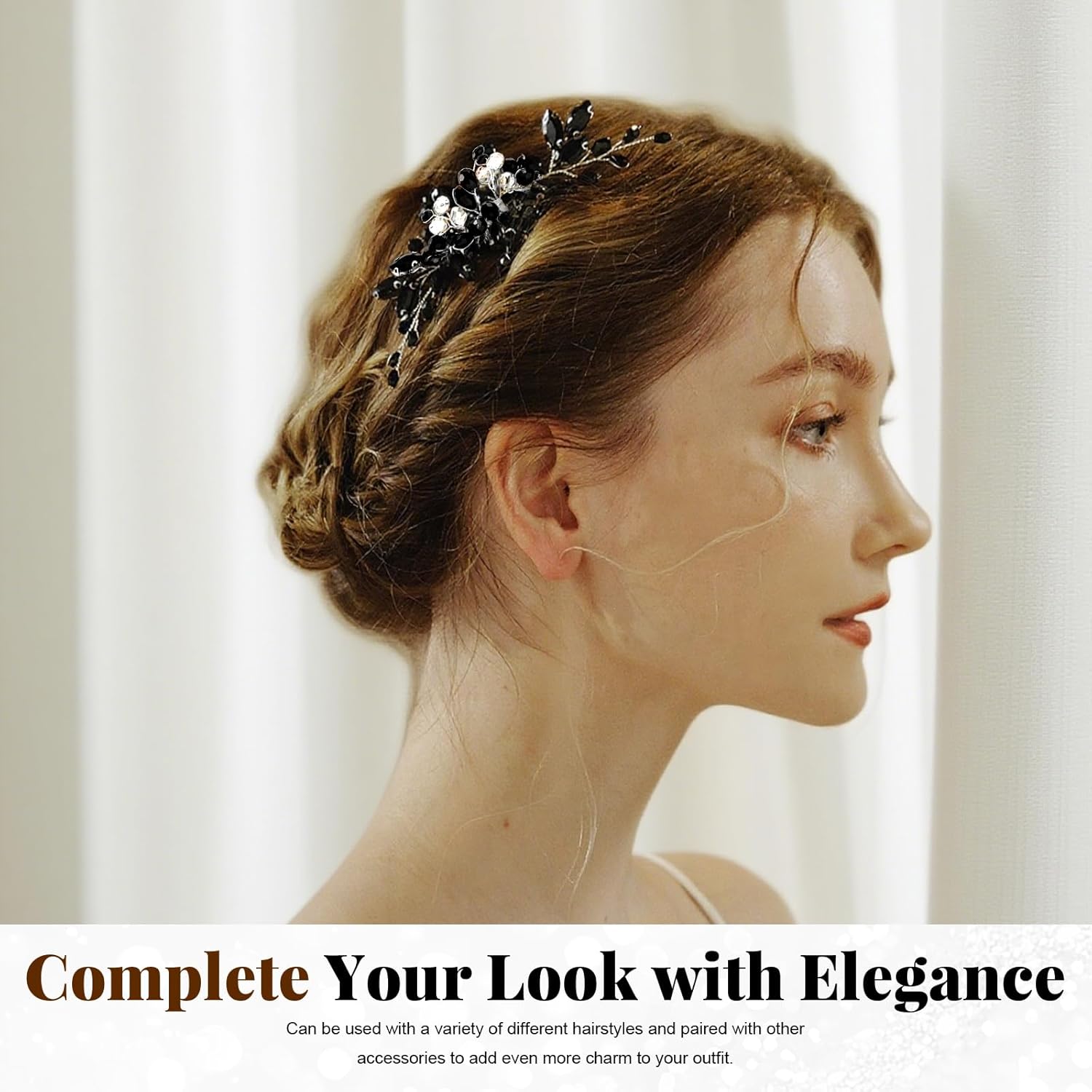 Bridal Hair Accessories Wedding Hair Pieces for Brides Rhinestone Hair Comb with Flexible Prongs, Bride Hair Clip Secure Grip for Fine Hair, Wedding Hair Accessories for Women Prom Party - Image 7