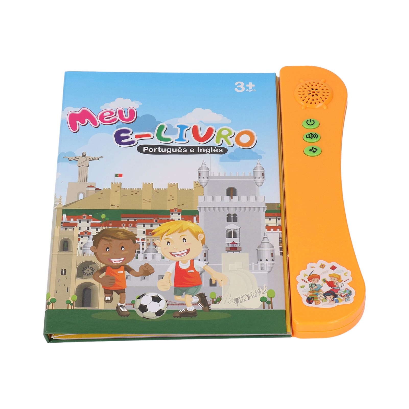 Portuguese English Sound Book, Interactive Sound Book with Alphabet, Numbers, Animals and More for Bilingual Children Learning (Orange)