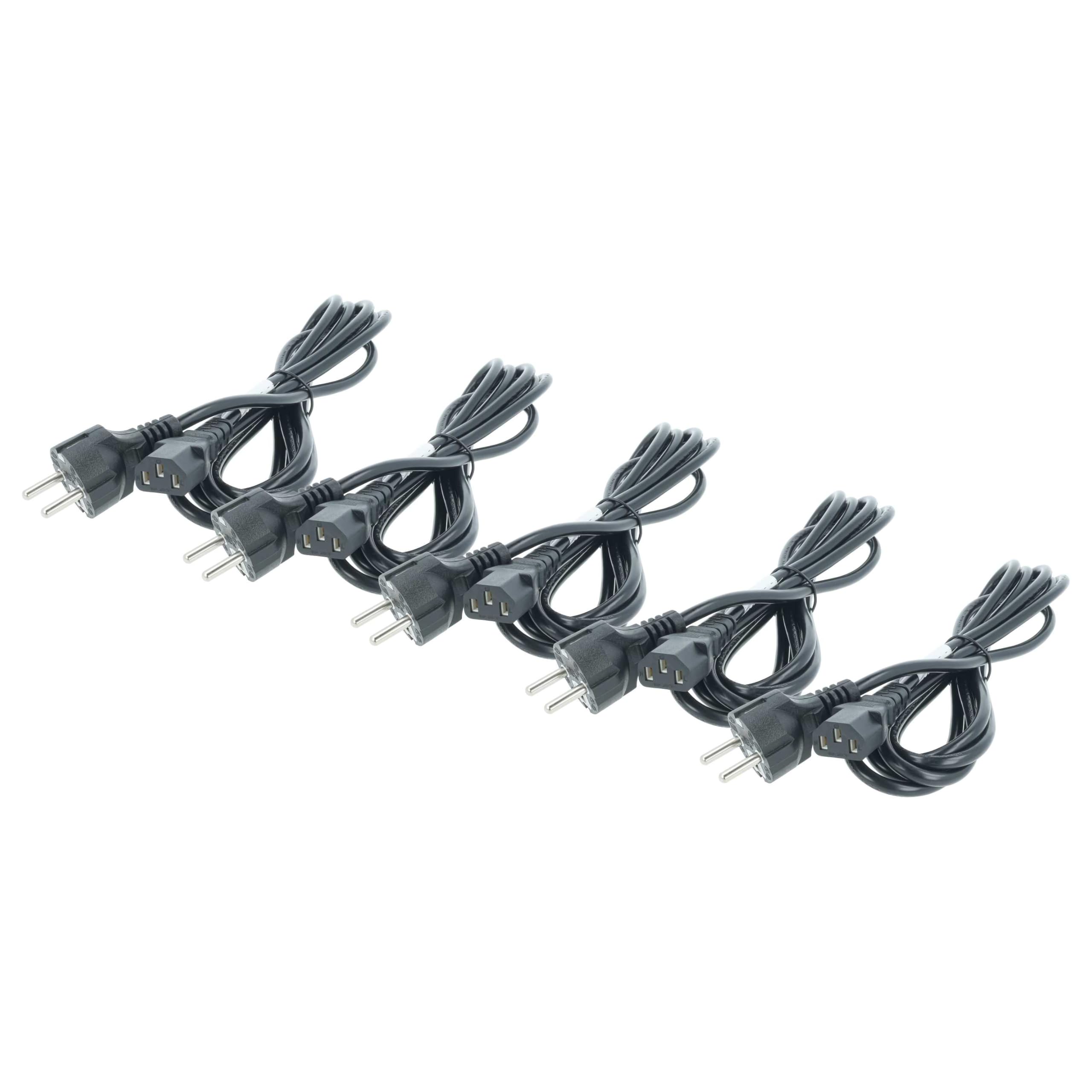 vhbw 5X Netzkabel für Kaltgeräte Schutzkontaktstecker C13 Buchse 3m | für PC Monitor Computer Drucker usw.