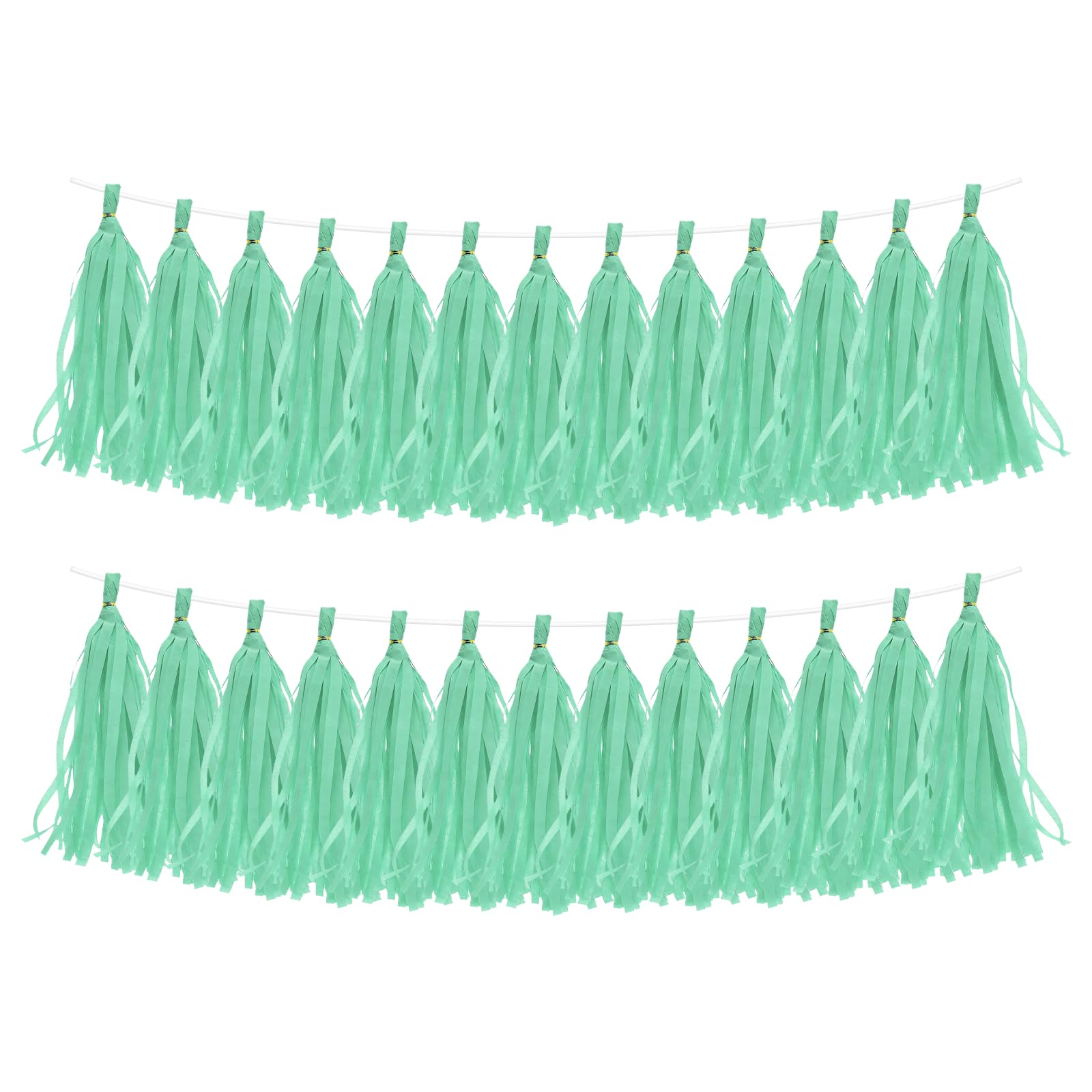 sourcing map 30Pcs Paper Tassels Garland, Tassel Garland Banner with Rope and Tie Wire for Party Decorations Wedding Decorations Football Party Engagement Decor DIY, Mint Green