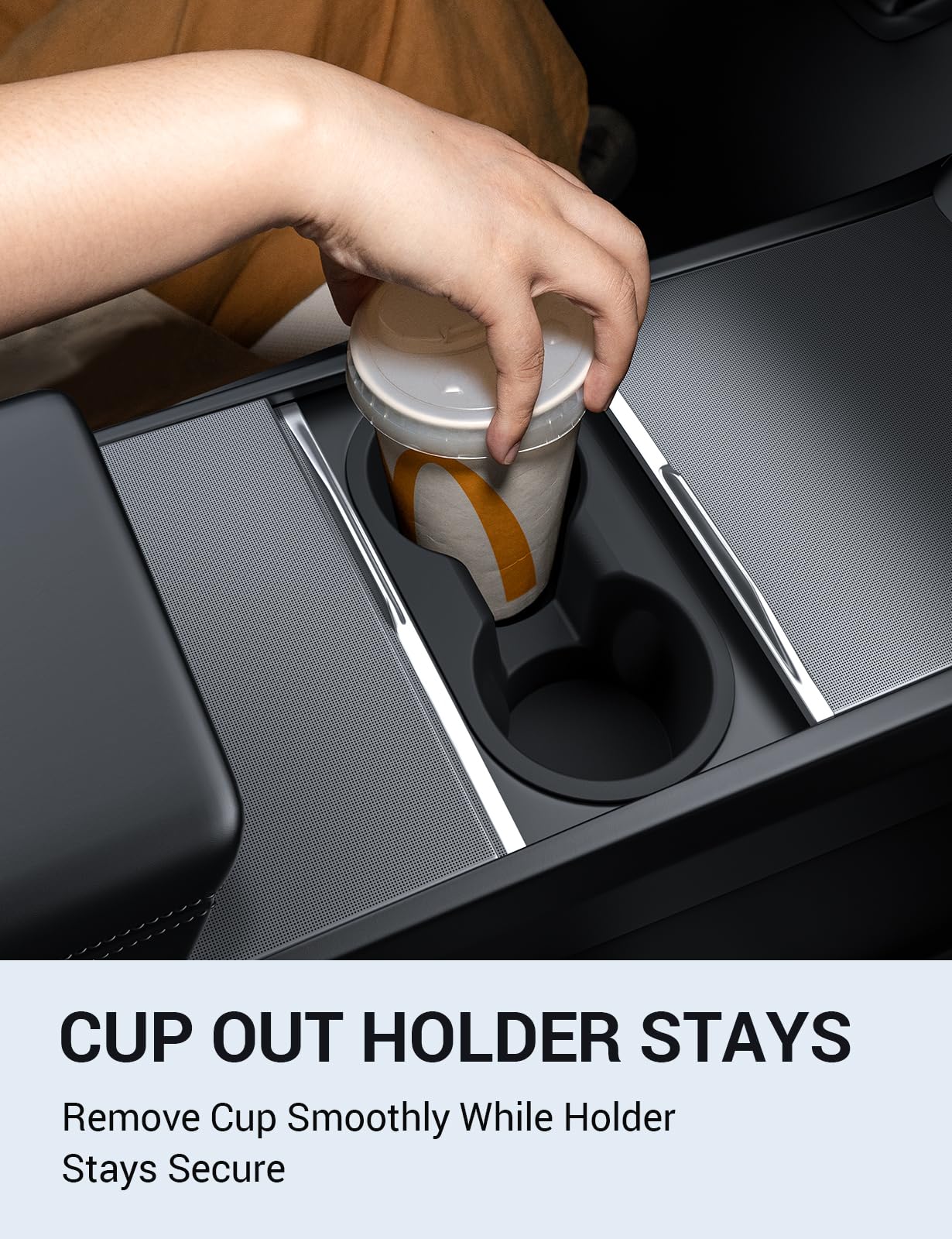 Motrobe Cup Holder Insert for 2025 2026 Tesla Model Y Juniper 2024 2025 2026 Model 3 Highland Anti-Shake Silicone Console Cupholder Tesla Accessories (Standard/Premium/Performance) Product Image 6