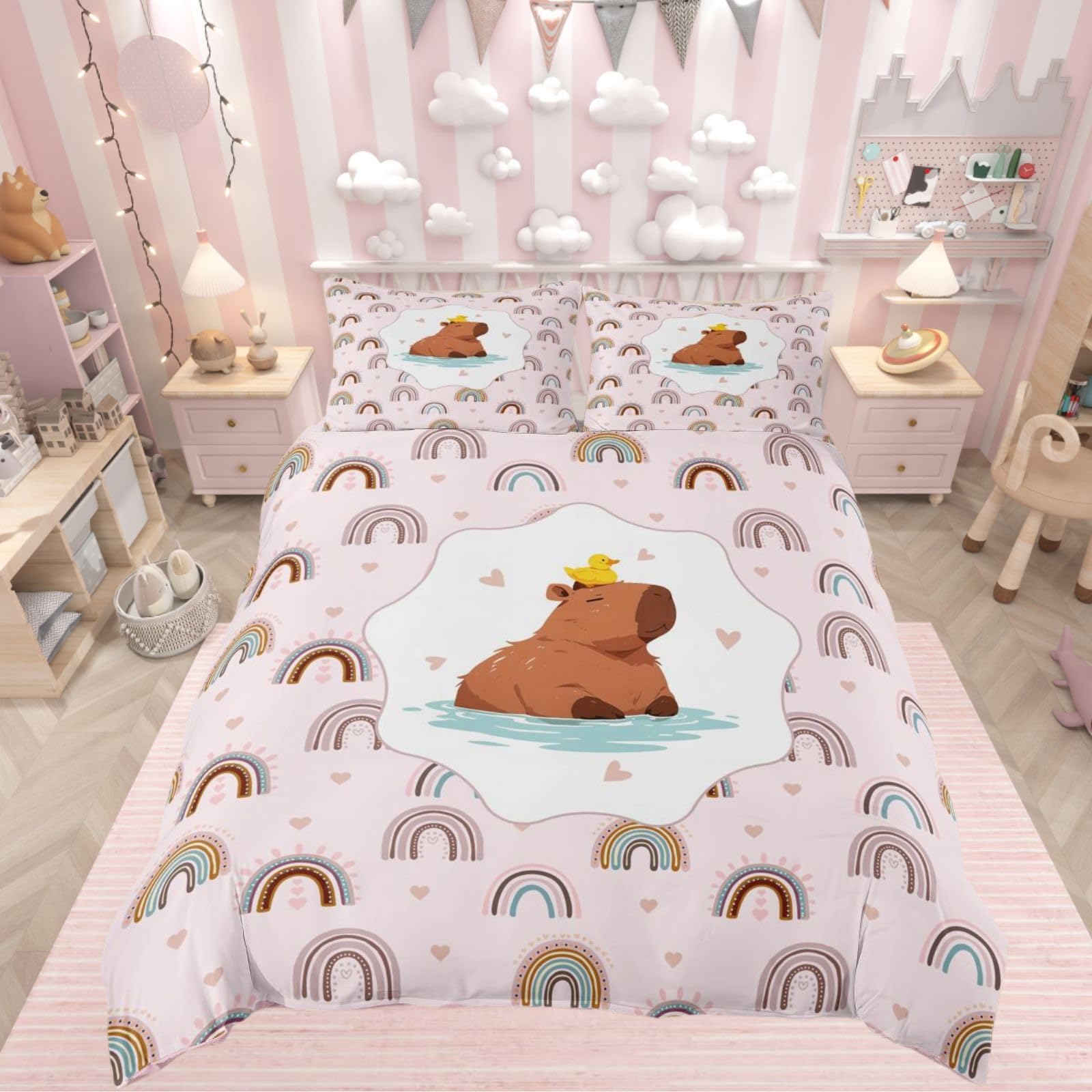 Homewish Kids Cute Capybara Super King Duvet Cover with 2 Pillowcases โ image 1