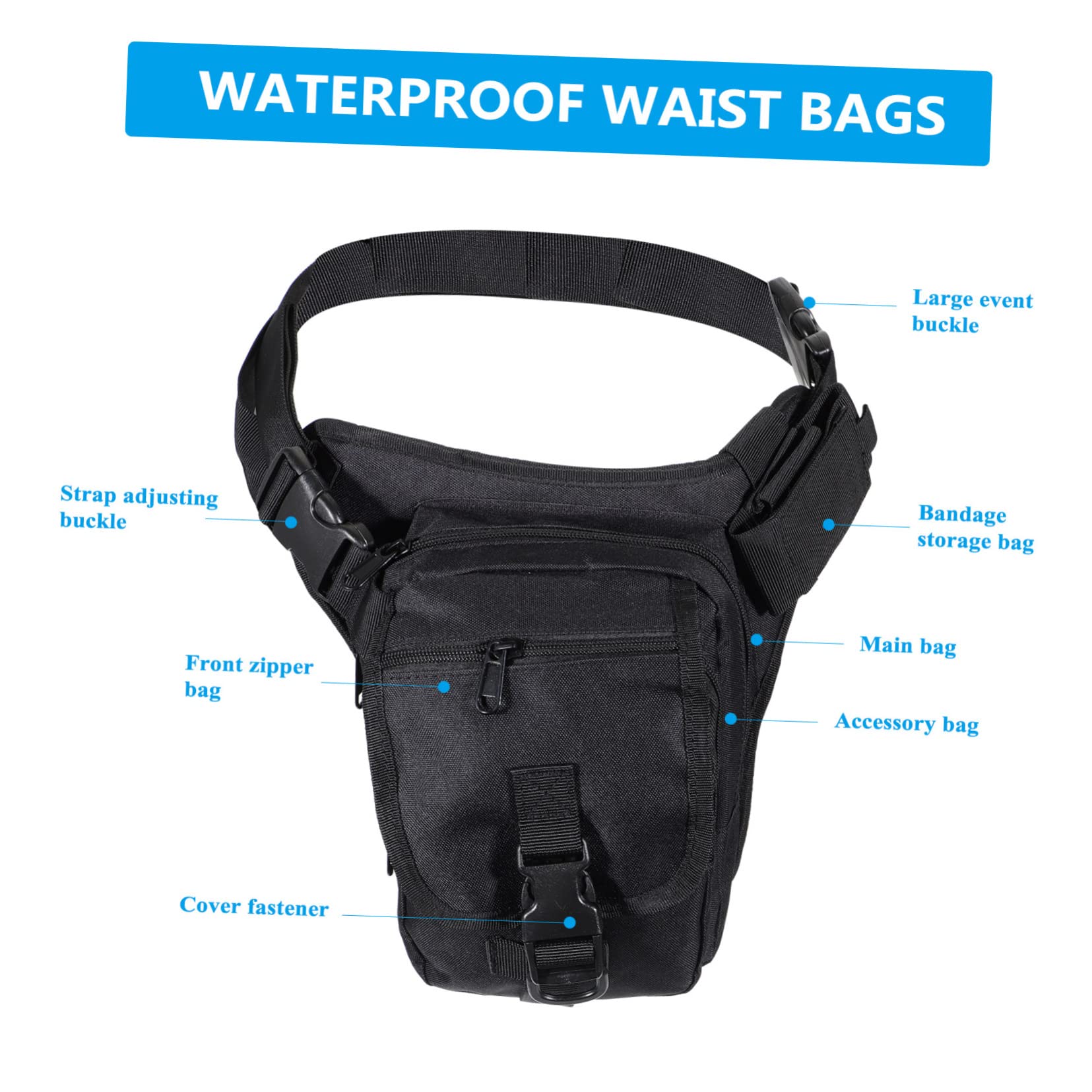Didiseaon Bolsa Pierna Riñonera para Exteriores Portátil Cangurera Multifuncional Cangurera Resistente para Mujer y Hombre Negra para Camping y Excursiones