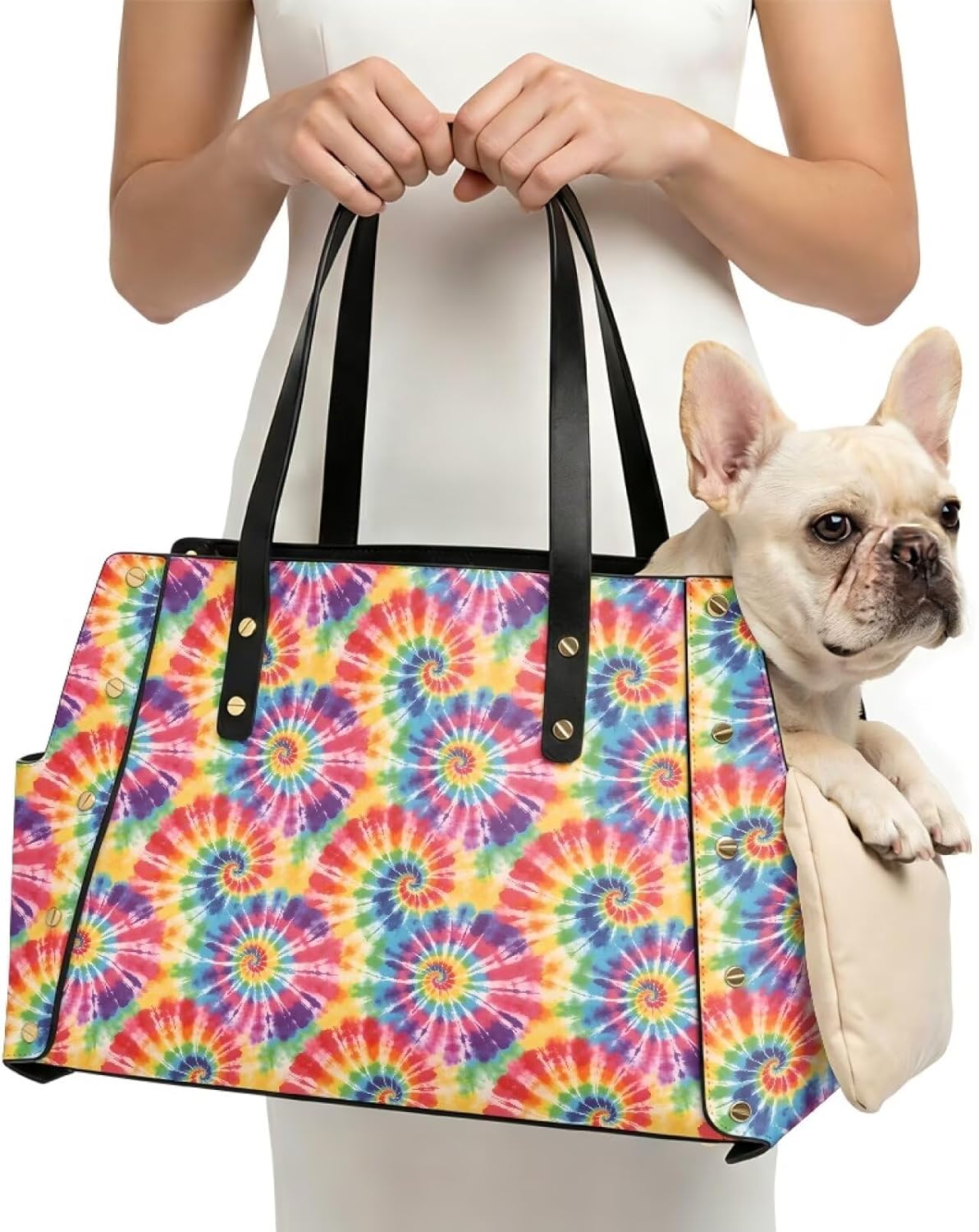 Red Batik Dog Purse Carrier Soft Sided Small Dog Carrier Lightweight Pet Travel Bag