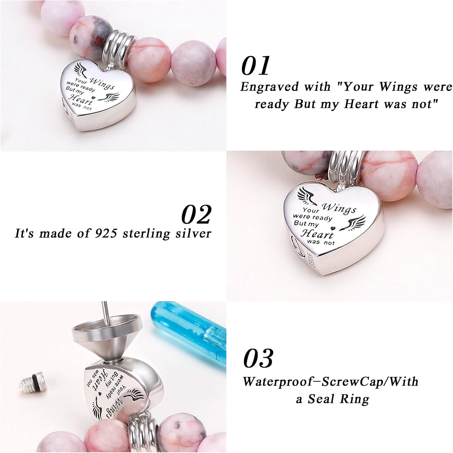 DAOCHONG 925 Sterling Silver Cremation Jewelry Heart Urn Bracelet for Ashes for Women Men Memorial Bracelet for Ashes of Loved One Human Ashes Keepsake Urn Bangle - Image 5