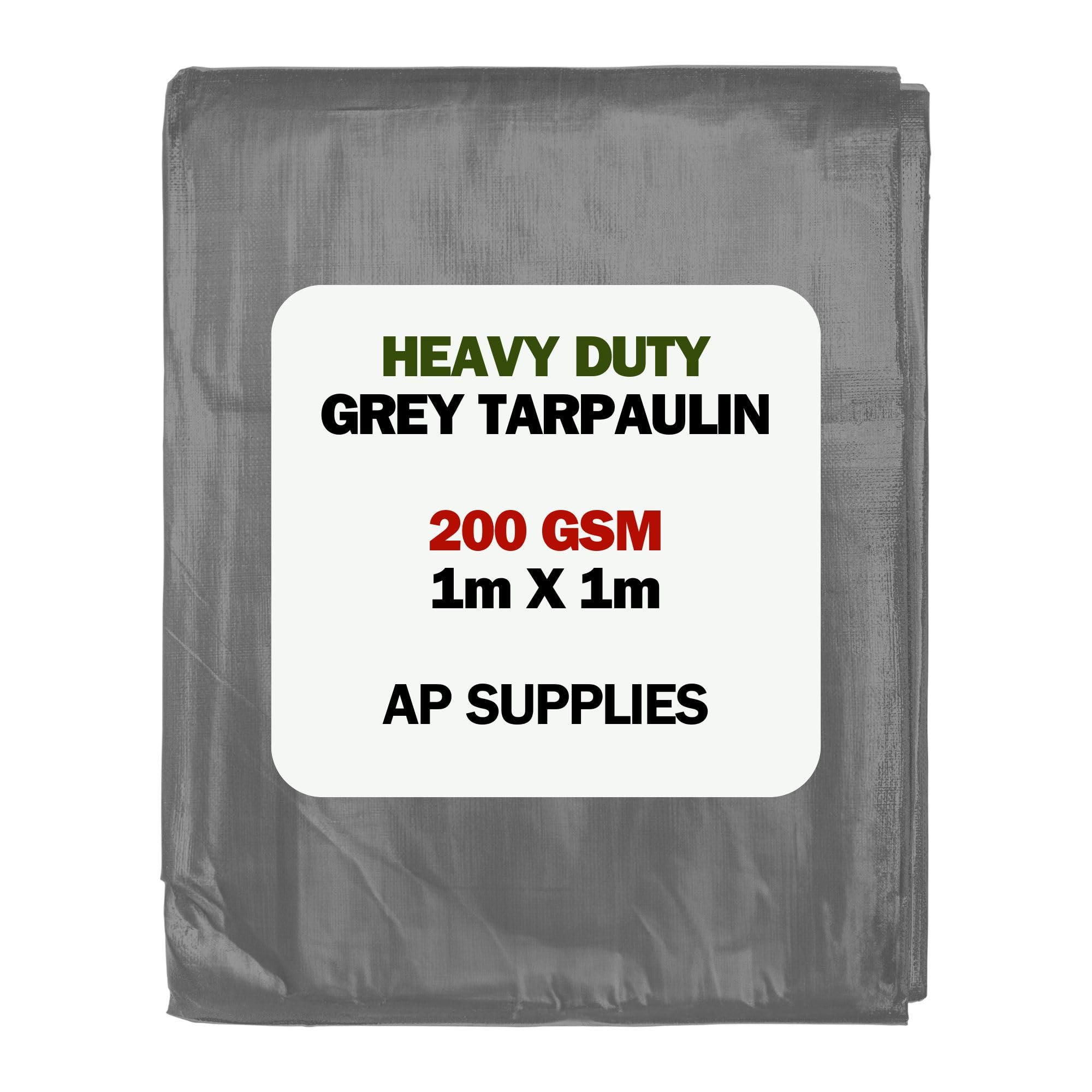 AP Supplies 200gsm Grey Tarpaulin 1m x 1m – Waterproof, Tear Resistant, UV Protected Ground Sheet Cover for Camping, Construction, Garden & Outdoor Equipment Protection