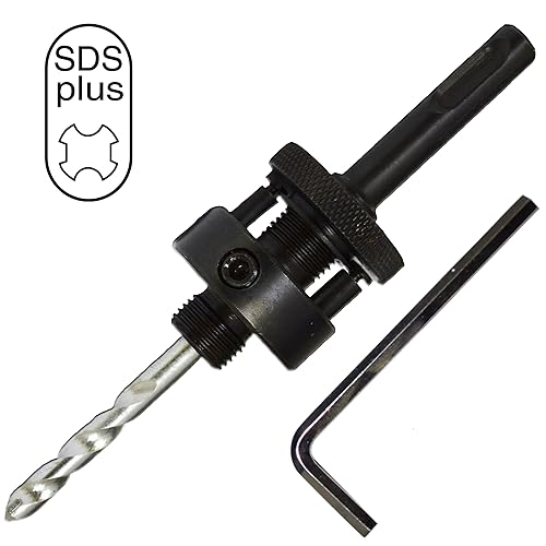 Vista 4 de Mandrin SDS Plus para sierras de agujero de hasta 1 1/4" hasta 8" con broca piloto TCT para taladrar agujeros en concreto, ladrillo y mampostería.