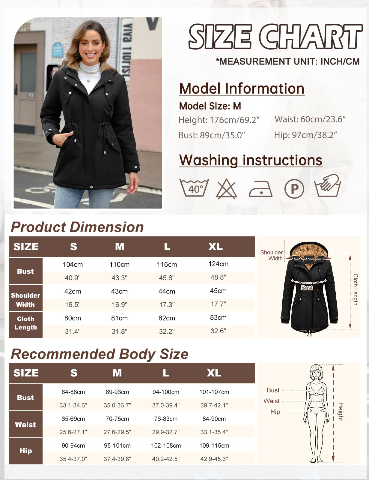 CMTOP Cappotto Donna Invernale con Cappuccio Foderati Giacca Antivento in Pile Termici Elegante Giubbotto Lungo Spessa Parka Cappotto Imbottito Casual con Tasche e Coulisse