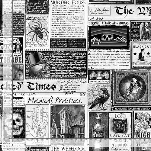 Generic Timeless Treasures Wicked CD1825 White Newspaper Fabric, Mixed