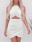 BTFBM Dresses Women Sleeveless Crew Neck Bodycon Cutout Mini Dress | Twist Knot Front, Hollow Out Wrap Design, Tank Top, Stretchy Fabric, Slim Fit, Resort Wear 2026, Womens Summer Dresses