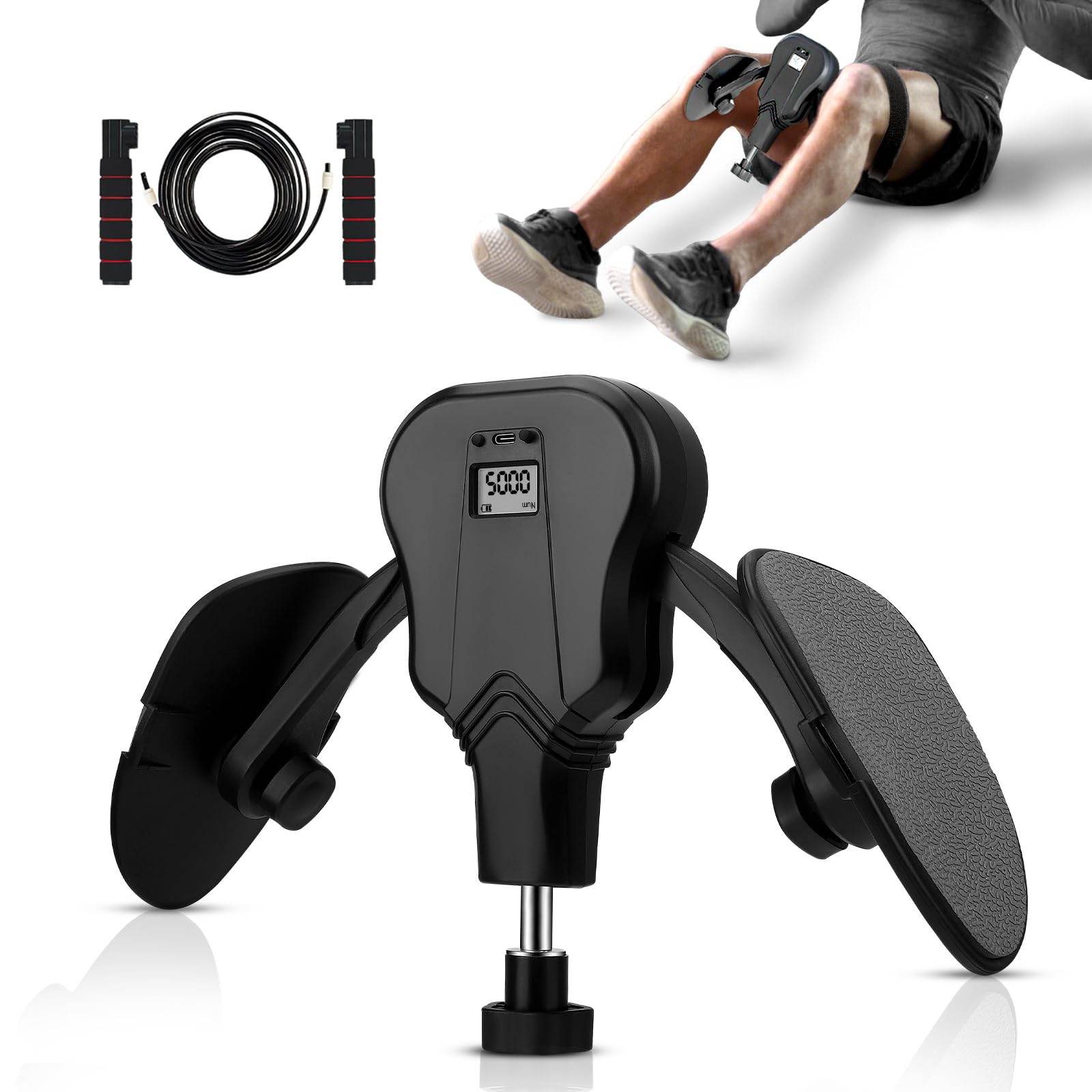 Allenatore Cosce con Display LCD 20-60KG Resistenza, Attrezzo Pressa Gambe per Donne/Uomini con Contatore Calorie, Rinforzo Pavimento Pelvico, Fitness Casa