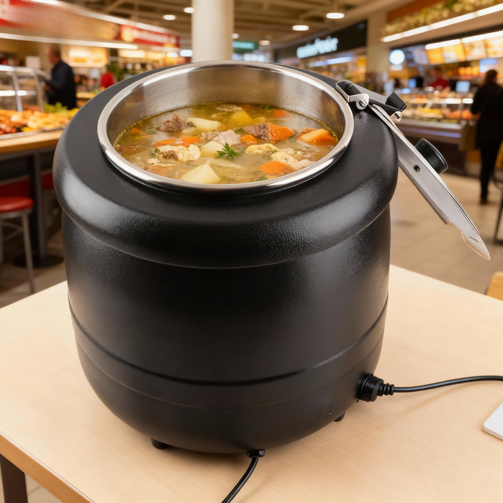 10L Podgrzewacz do Zupy Jedzenie Podgrzewacz do Zup Wyjmowany Wkład ze Stali Nierdzewnej Garnek Izolacja Termiczna Cieplejszy Garnek 400W (Wtyczka UE 220 V)