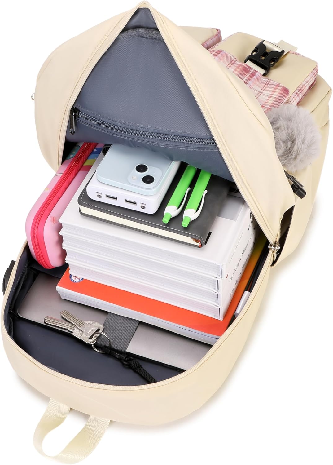 Joymoze Cute Backpack for Girl Teenager Daily Backpack Women Backpack Purse Ivory - Image 4