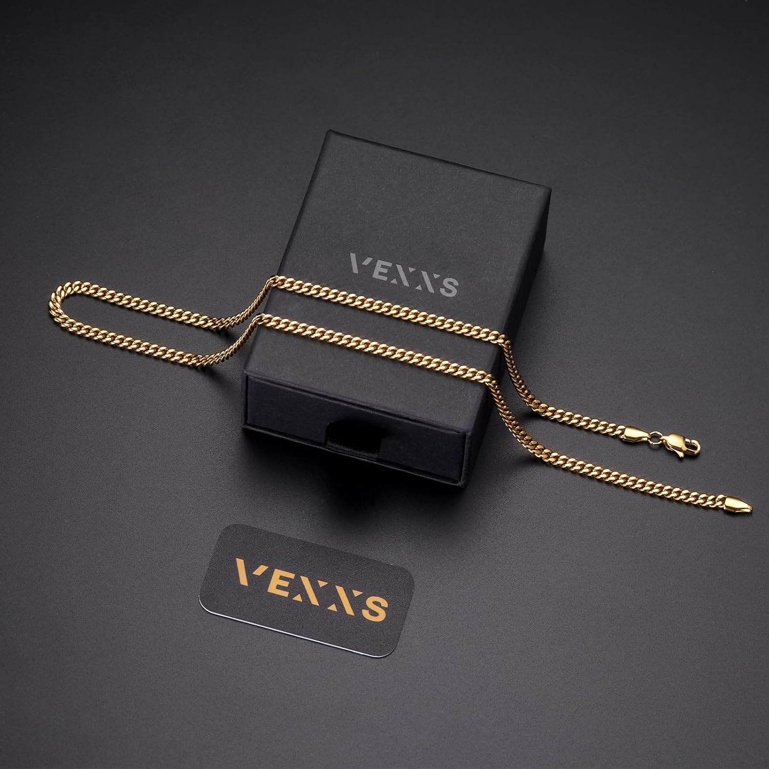 VEXXS Men's Gold Chain Flat Cut,18K Real Gold Plated Cuban Link Chain, Durable No Color Fading Stainless Steel Curb Chain 4mm 5mm 6mm Men’s Necklace - Image 6