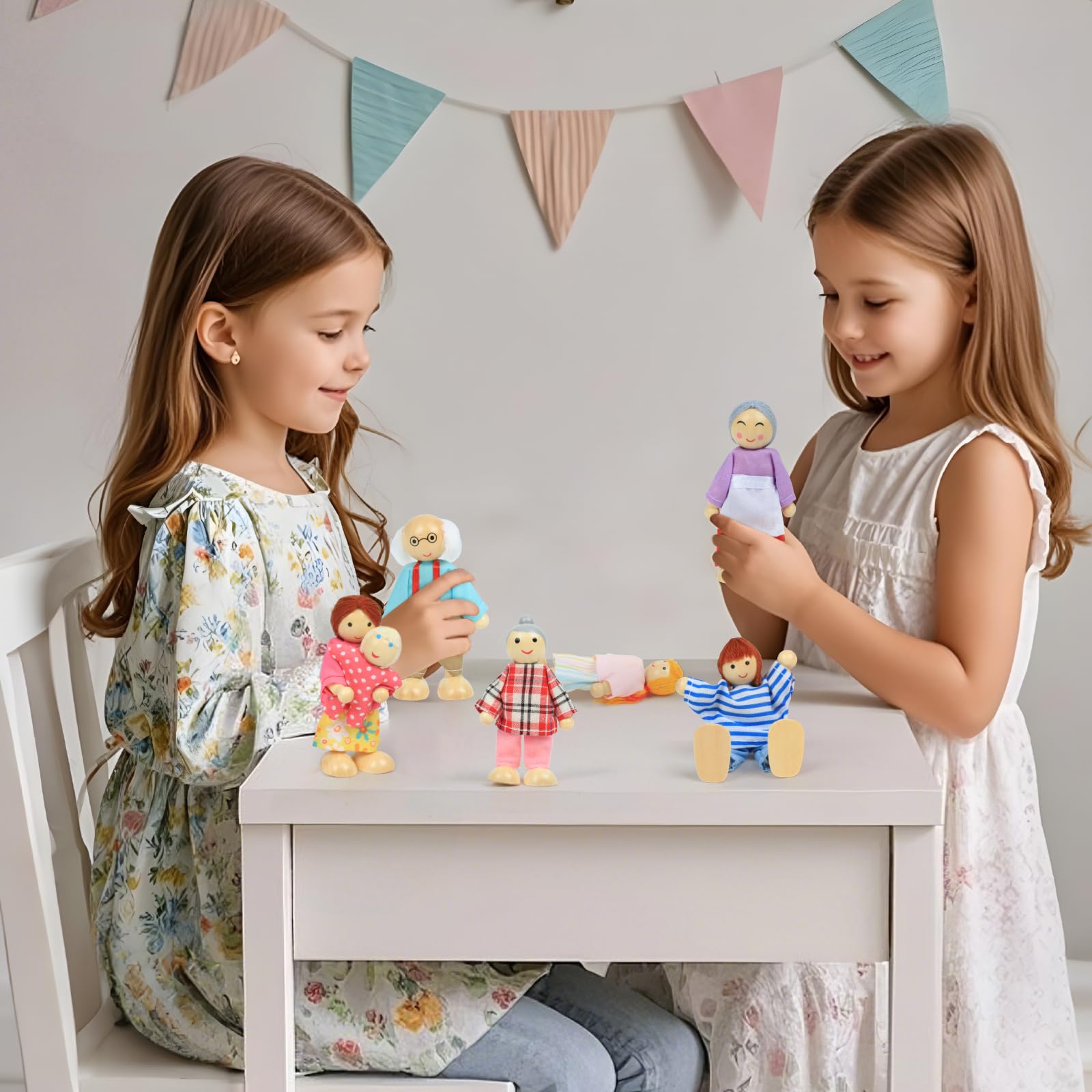 Lifreer Doll House Figures, Wooden Dolls House People, Dolls House Accessories Sets of 7, Dolls House Furniture - Image 4