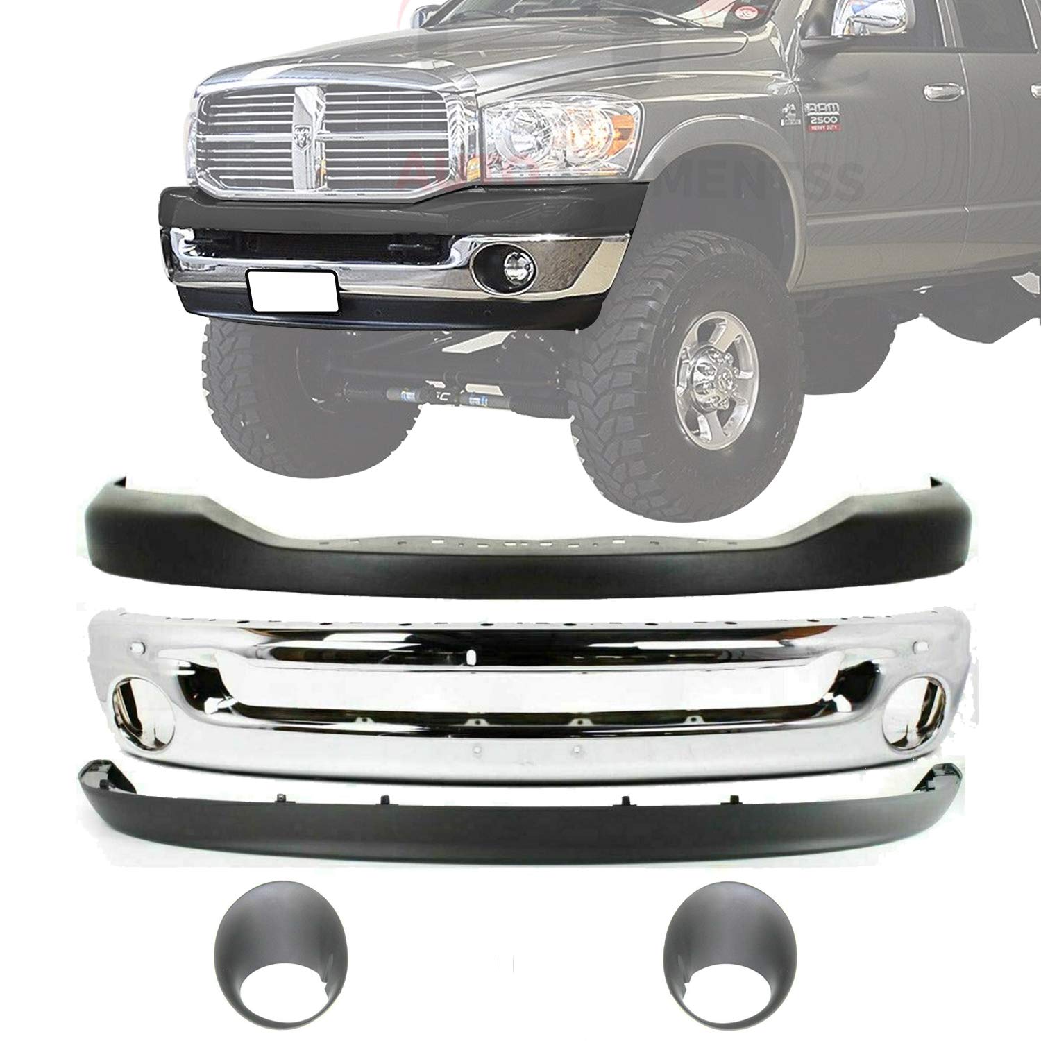 Buy New Front Bumper Chrome + Upper Cover + Lower Valance Air Dam + Fog
