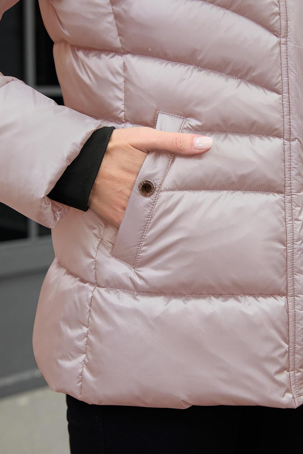 PAPILLON D'OR WEAR YOUR WINGS Women's Shiny Puffer Coat with Detachable Faux Fur Collar & Hood Winter Jacket - Image 5