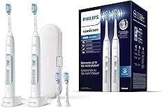 Philips Sonicare ExpertClean 7300 Elektrische Zahnbürste HX9611/19, mit Schalltechnologie, Andruckkontrolle, Reiseetui, Doppelpack, weiß