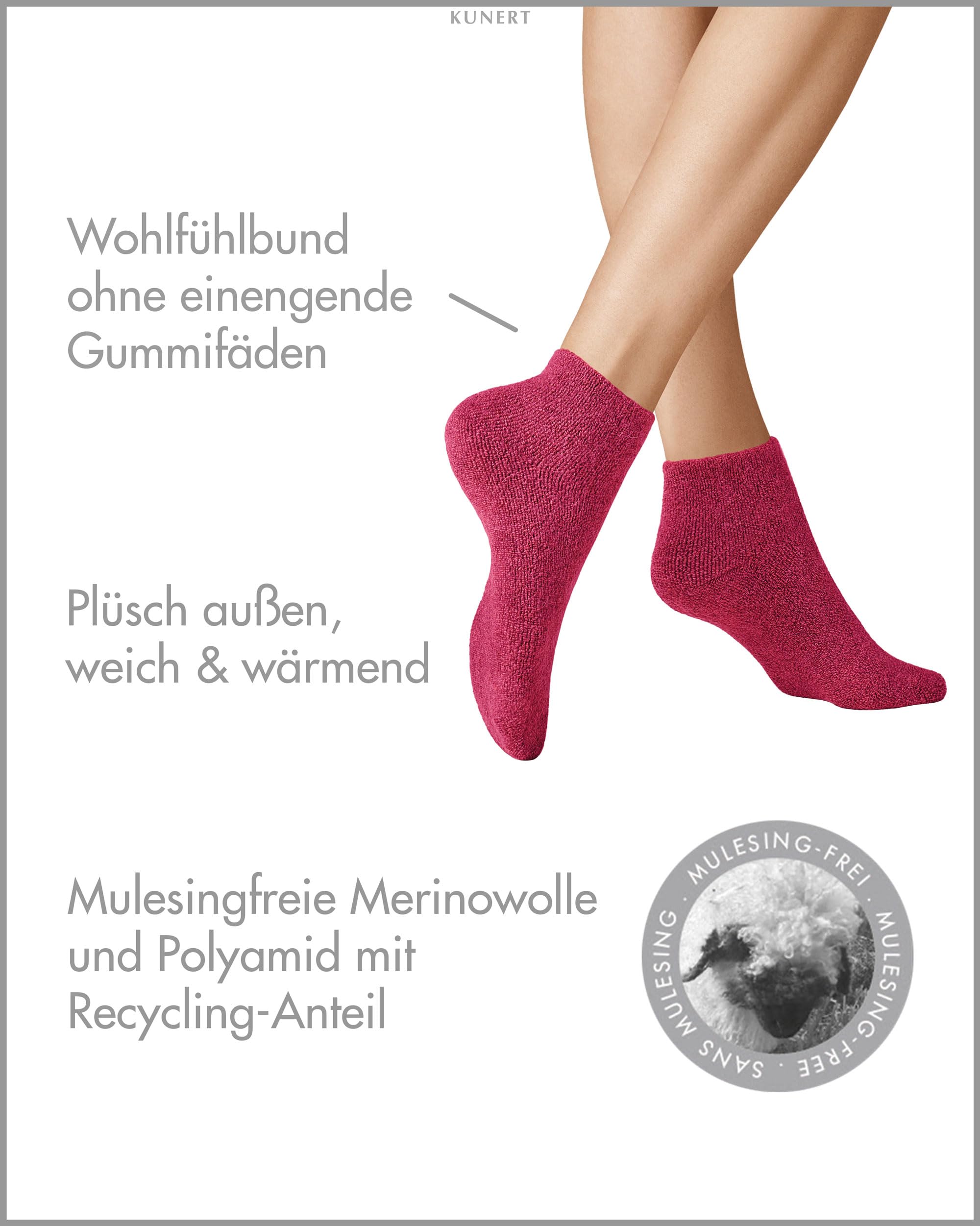 KUNERT Damskie skarpety Homesocks bez gumowych nici, Różowy 8430, 35-38 EU
