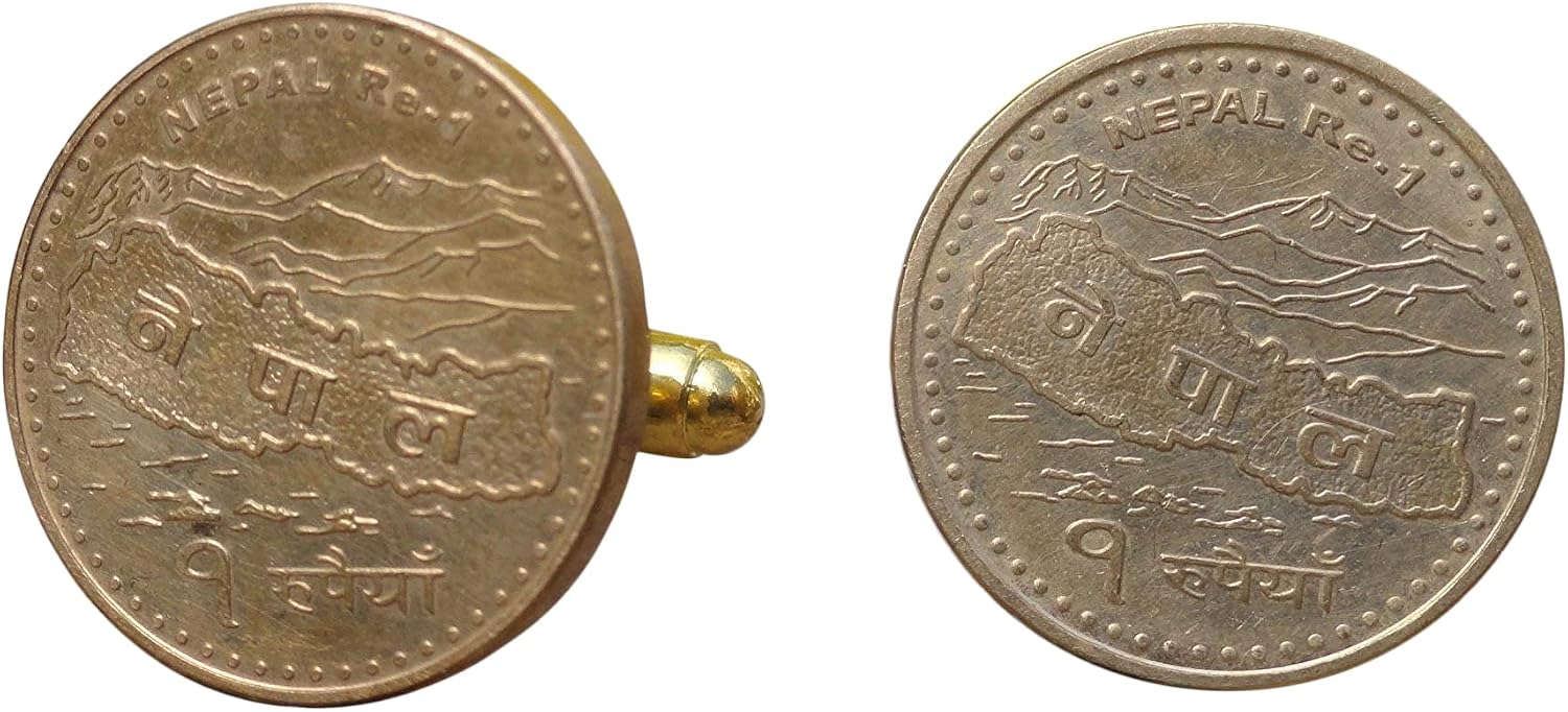 Nepali Coin Cufflinks, Lapel Pins, Tie Bars, Earrings, Jewelry and Accessories
