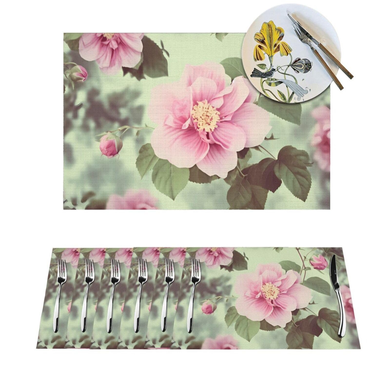 Sets de table lavables pour protéger votre mobilier de la chaleur avec style floral