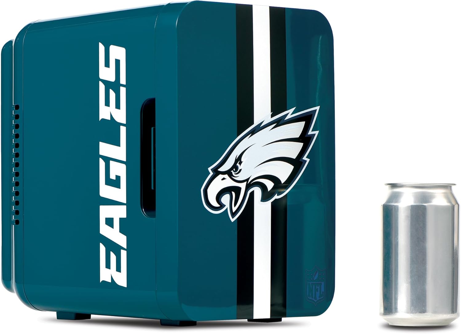 Ukonic NFL Philadelphia Eagles 6-Can Mini Fridge – 4L Thermoelectric Cooler, AC/DC Powered, Portable, Team Logo, for Home, Car, Tailgates & Travel