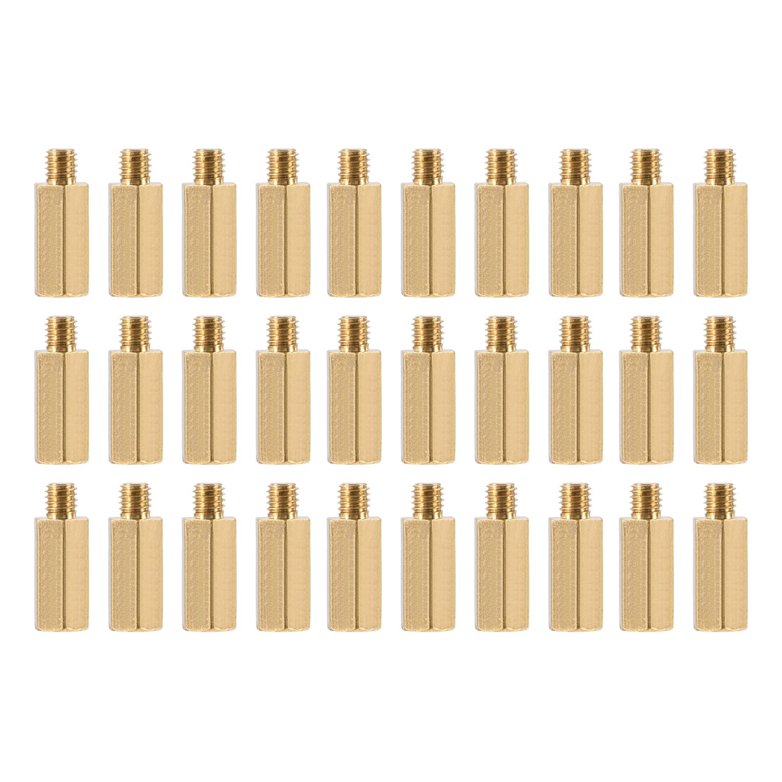 YOKIVE 30 Pcs M3 Standoff Screws, Brass Hex PCB Standoffs, Keep Height Consistent, Great for Motherboard (Gold Tone, 10mm+3mm)