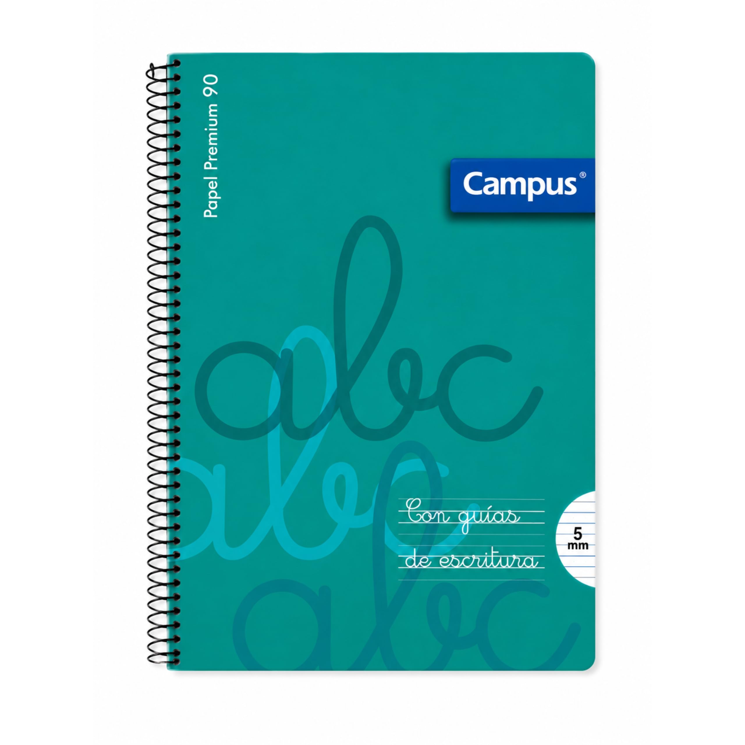 MUNTRADE Pack de 12 Libretas Espiral Campus Multicolor con Guías de Escritura | 2 de Cada Color | Papel Premium 90 g/m² | Pauta de 5 mm| Material Escolar