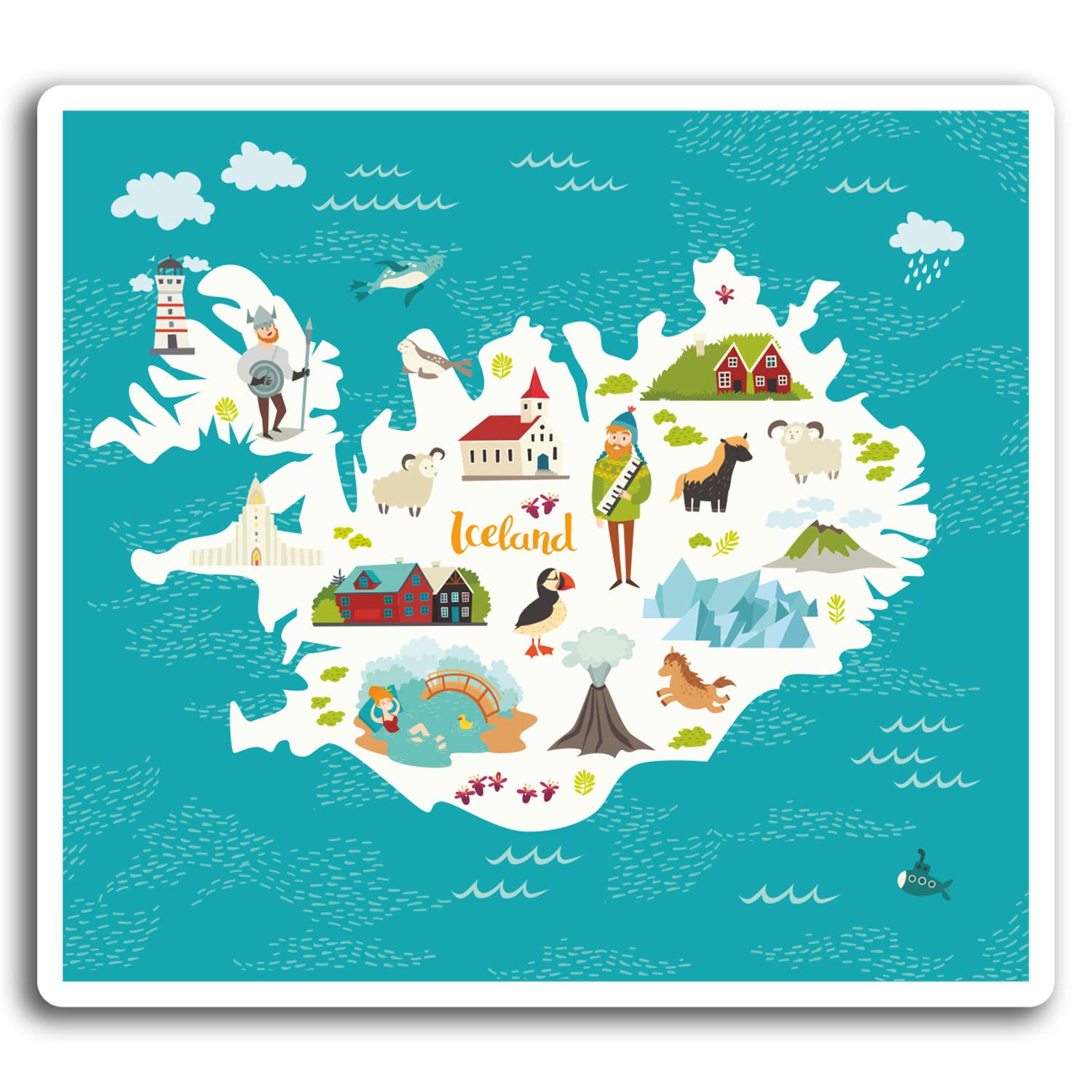 2 x 10cm Iceland Map Vinyl Stickers - Travel Flag Sticker Laptop Luggage #17015 (10cm Wide)