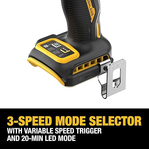 Miniatura 4 de DEWALT Kit de destornillador de impacto 20V MAX XR sin escobillas, inalámbrico, 3 velocidades, alto torque, 1/4 pulg. con XR POWERPACK y cargador