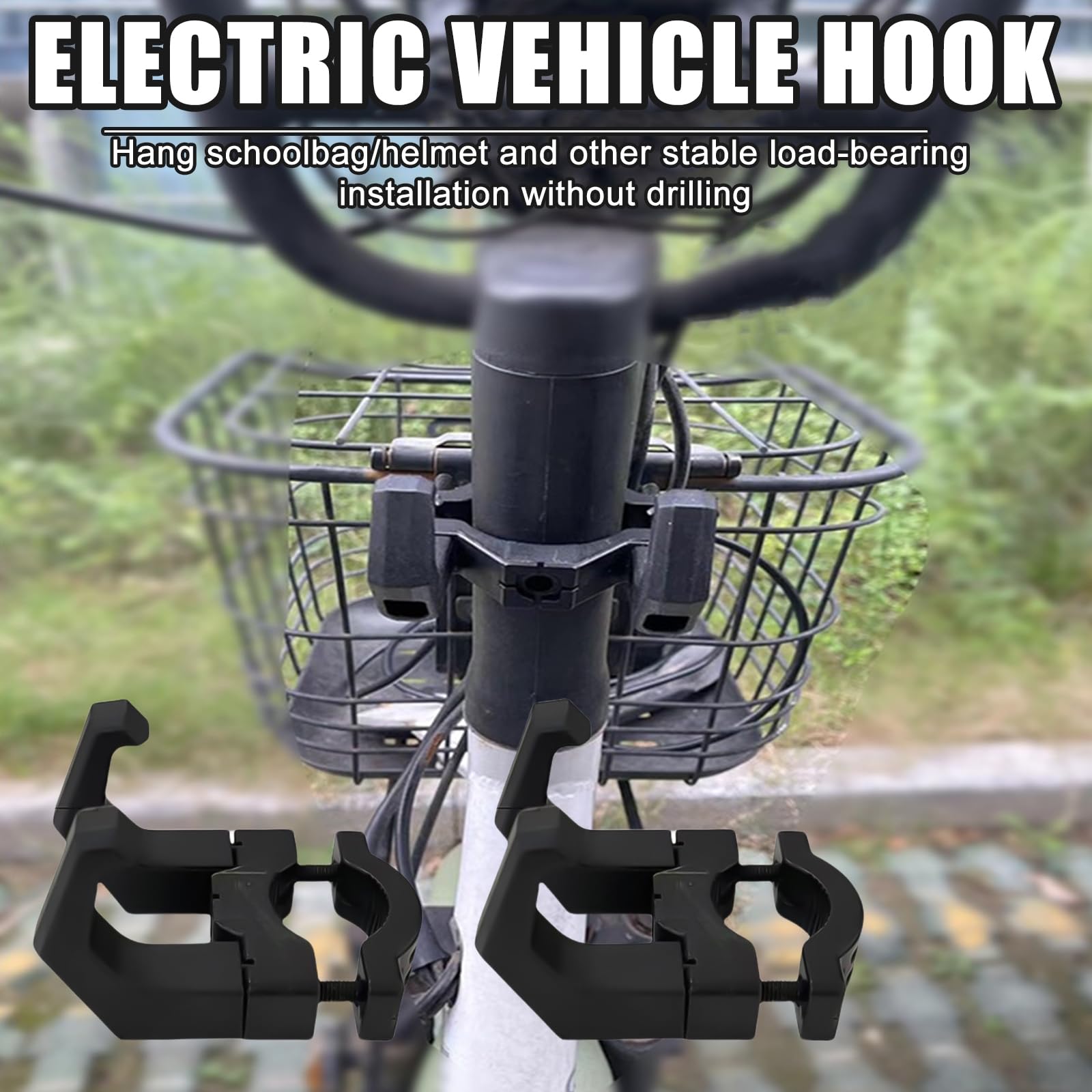 Gancho para Scooter 2 Piezas: WIYETY Gancho Frontal para Scooter Eléctrico con Correas para Scooter, Gancho Delantero Patinete Eléctrico Aleación de Acero, Multifunción Accesorios para Scooter