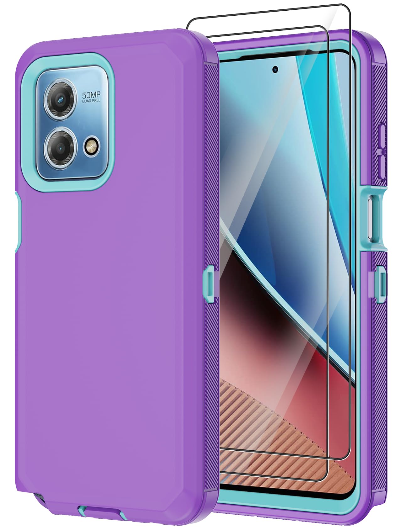 Annymall for Motorola Moto G Stylus 4G 2023 Case with 2 Screen Protector,Full Body Shockproof Drop Protection Dustproof Heavy Duty 3-Layer Military