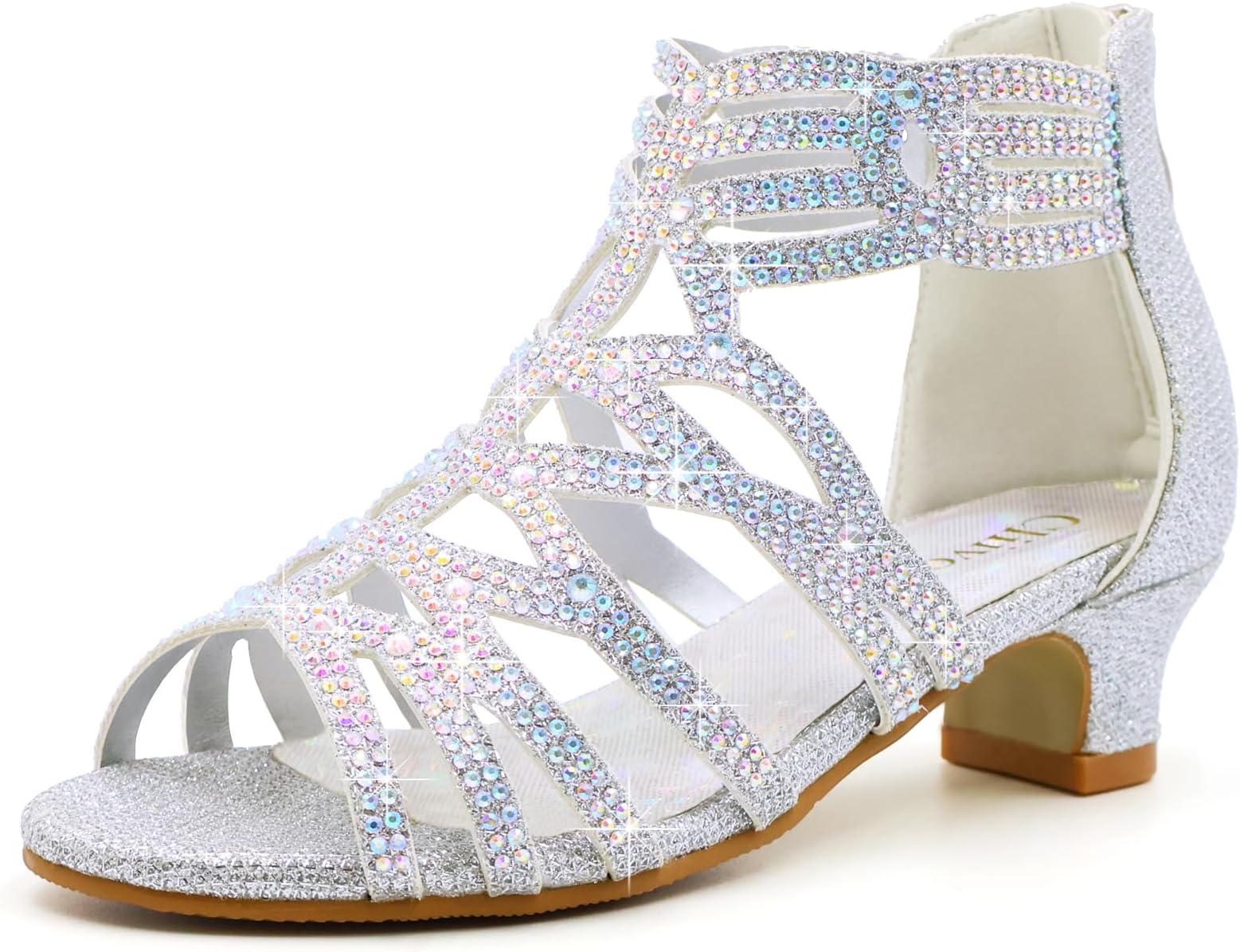 Girls High Heels Dress Pump Sandals Glitter Wedding Flower Party Princess Shoes for Kids Toddler