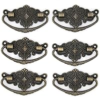 Vista 1 de LXZ 6 piezas de tirador de cierre vintage de latón antiguo para cajón de madera, gabinete, armario, longitud 2.8 pulgadas (7.1 cm) y altura 1.7