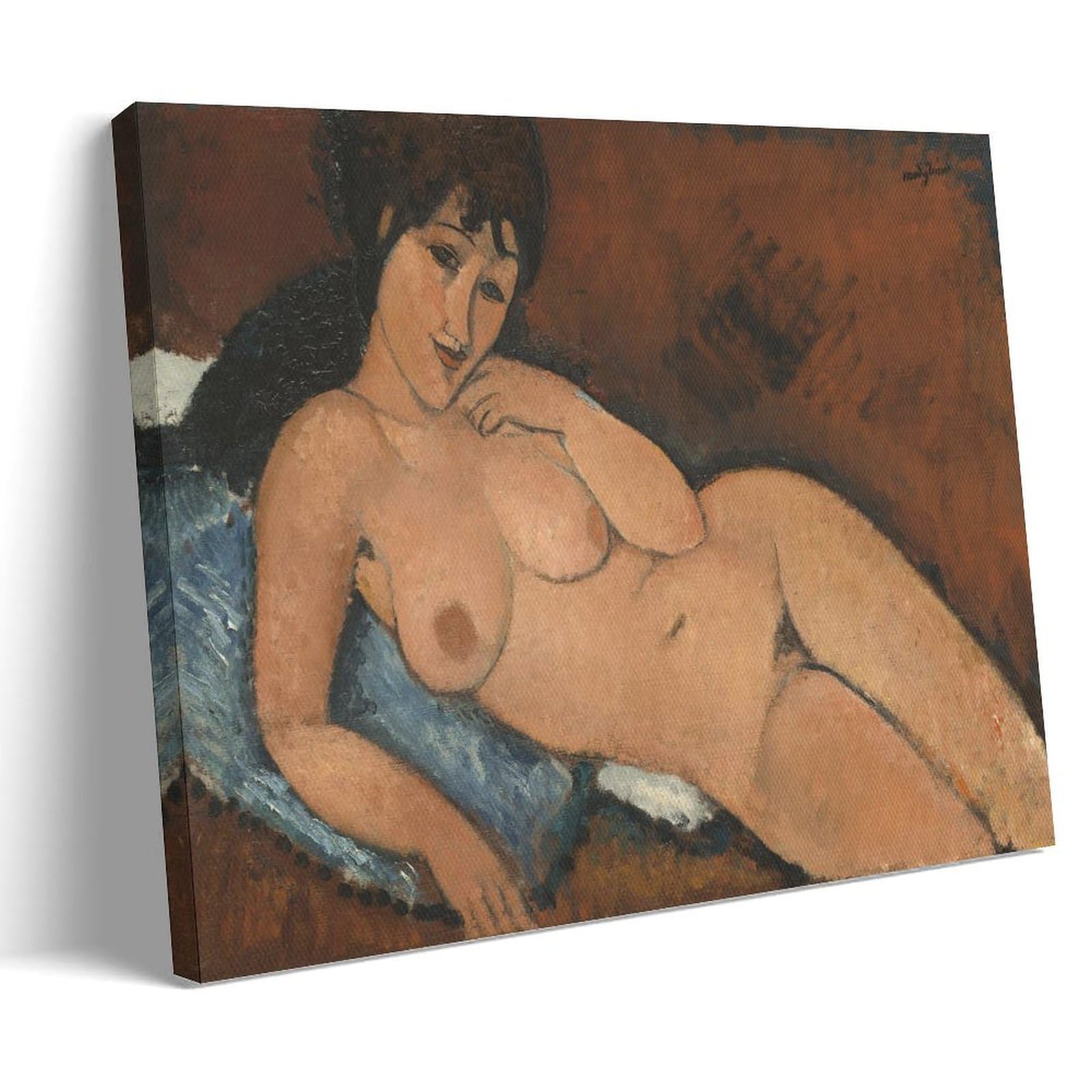Xuxuecc Frame Amedeo Modigliani Wall Art Prints Paintings Poster Nude On A Blue Cushion (1917) Canvas Painting Wall Art Decorative Picture Prints Modern Decor 08X12inch(20X30cm)
