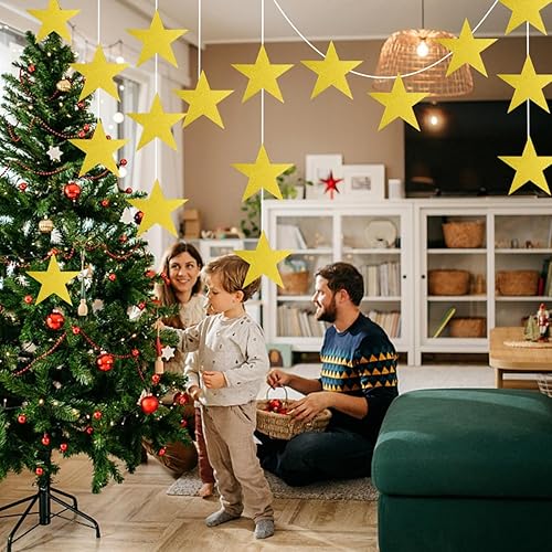 Miniatura 7 de 60 recortes de estrellas con purpurina, estrellas de papel impresas dobles, 6 pulgadas, suministros de decoración de fiesta de boda y aula (dorado)