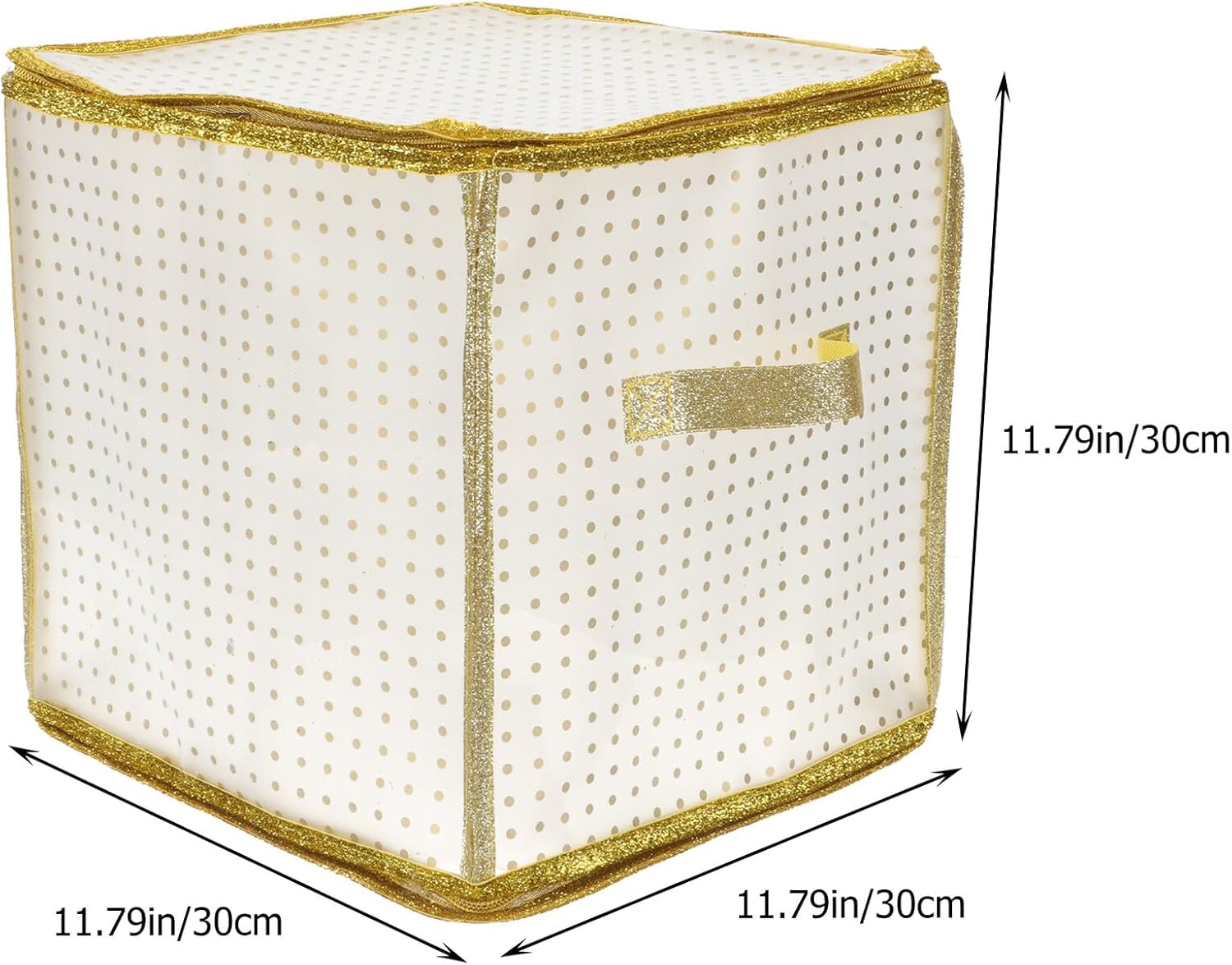 Christmas Ornament Storage Box 75-compartment Holiday Ball Organizer with Dustproof Christmas Tree Decoration Bag, Gold-edged Polka Dot Design for Holiday Decor Storage