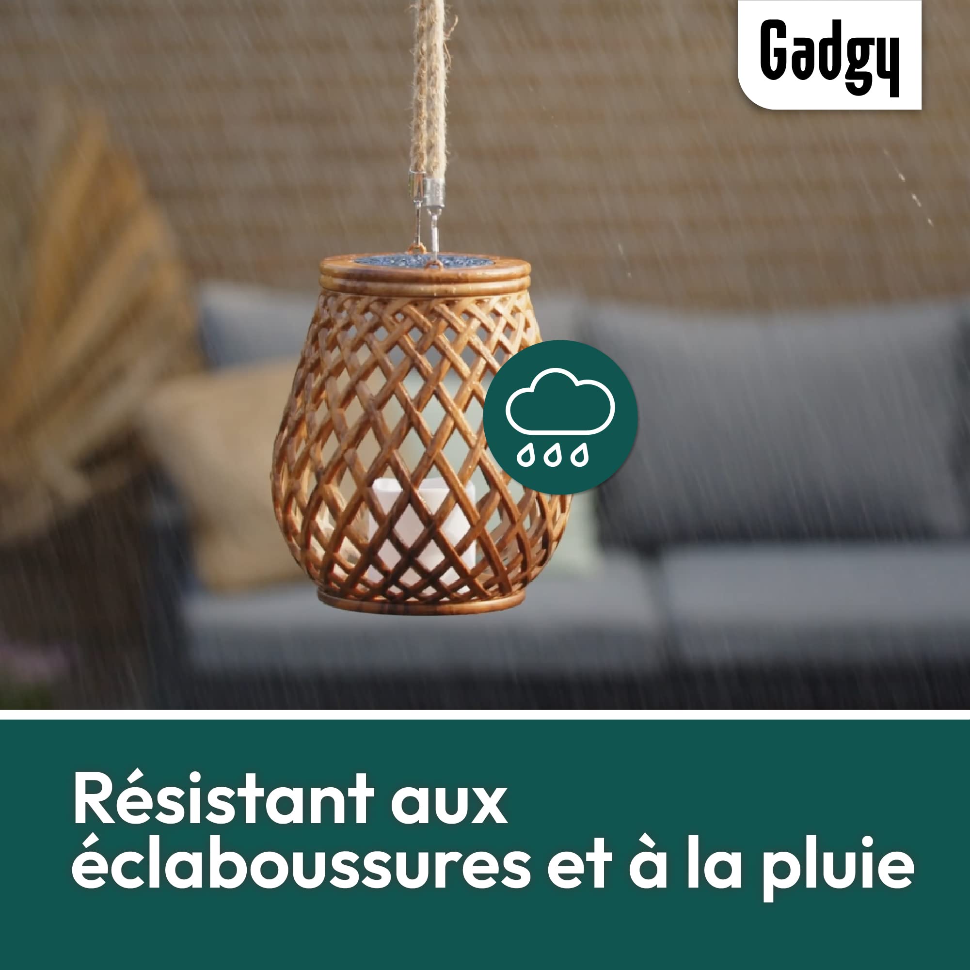 Gadgy Lot de 2 Lanternes Solaires Extérieures LED Effet Rotin pour Jardin Terrasse Balcon