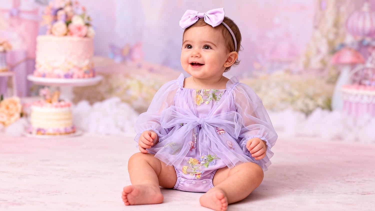 ODASDO Newborn Baby Girl Romper Dress Flower Embroidery Tutu Princess Long Sleeve One-Piece Bodysuit Cake Smash Outfit - Image 2