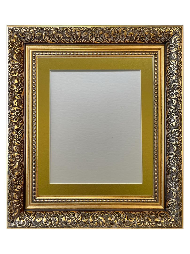 FRAMES BY POST Large Dahlia Gold Picture Photo Frame with Gold Mount 24 x 20 Image Size 20 x 16 Inch Plastic Glass