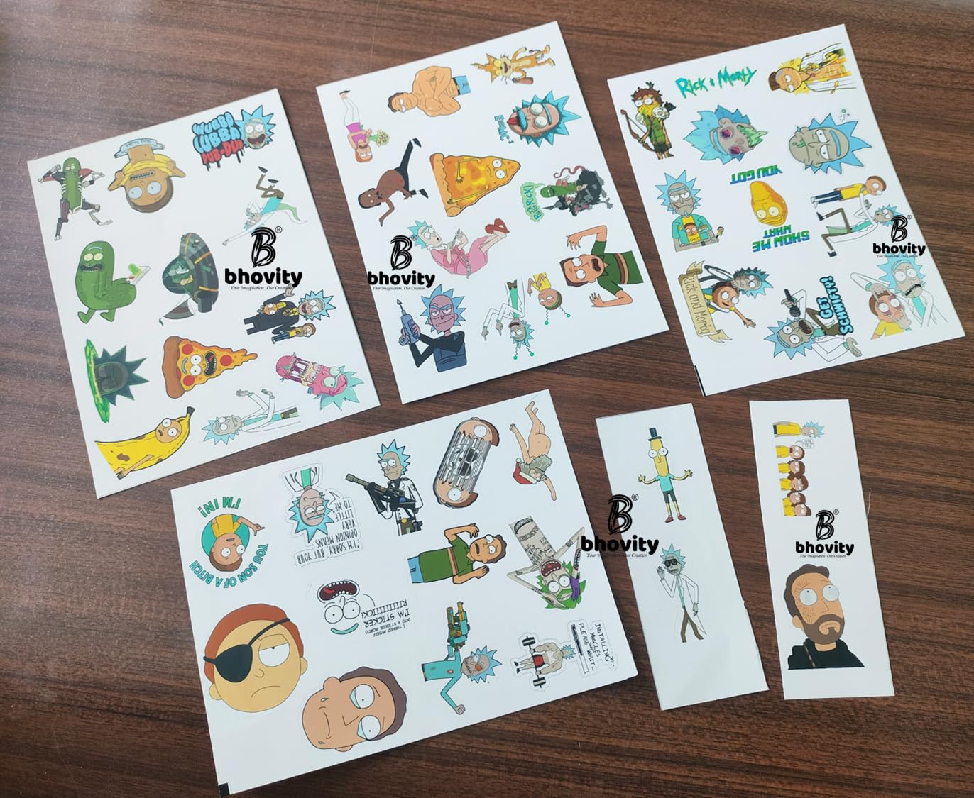 Bhovity® Pack of 50 for Ricck n Morrty Theme Stickers for Laptop, Phone Case, Guitar, Bike, Pc, Scrapbook etc. Waterproof Laminated Anime Stickers