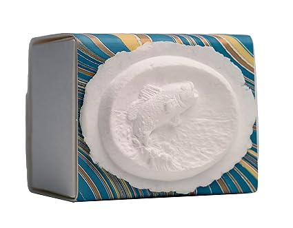 The Favorite Place Burial Urn Box, (Small Fish Urn), Biodegradable for Ground Burial, Scattering Cremated Ashes in Earth Friendly Eco Urn, (Small, Freeform Blue/Gold)