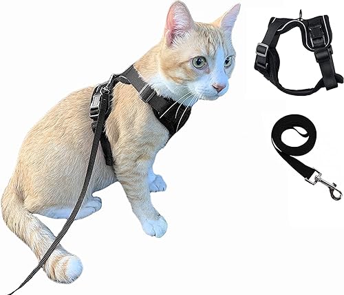 Pups & Care Juego de arnés y correa para gatos, a prueba de escape, sin estrangulamiento, ligero, fácil de poner y controlar, ajustable, suave y